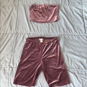 Velour Biker Shorts Set